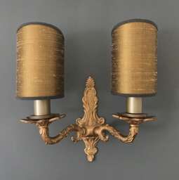 James Hare Orissa Silk Gilt - Handmade, Candle Clip Half Shield Lampshade For Wall Lights
