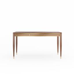 Mid-Century Modern Walnut Writing Desk With Brass Detail - thumbnail 3
