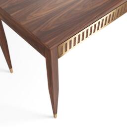 Mid-Century Modern Walnut Writing Desk With Brass Detail - thumbnail 4