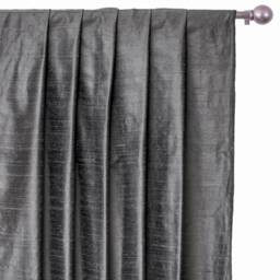 Charcoal Gray 100% Pure Silk Dupioni Curtain Panels - Rod Pocket, Grommet, Box Pleat, Three Pinch Tab Top & Plain Ring Top - thumbnail 1