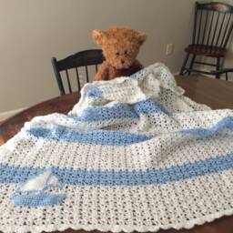 Crochet Baby Blanket With Sailboat Appliqu?? - thumbnail 2