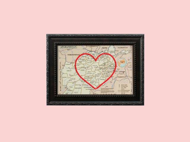 Afghanistan Heart Map, Framed Wall Art, Personalized Anniversary Gift, Custom Engagement Gift For Her, Valentines Day For Him - image 1