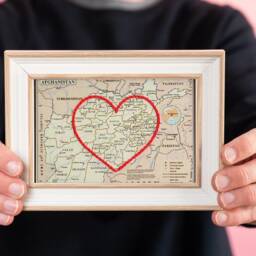 Afghanistan Heart Map, Framed Wall Art, Personalized Anniversary Gift, Custom Engagement Gift For Her, Valentines Day For Him - thumbnail 2