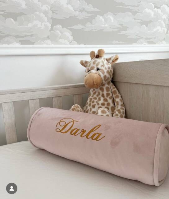 "Personalised Custom Name Cushion Embroidered Bolster 16""x6" - image 1