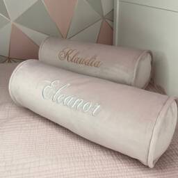 "Personalised Custom Name Cushion Embroidered Bolster 16""x6" - thumbnail 2