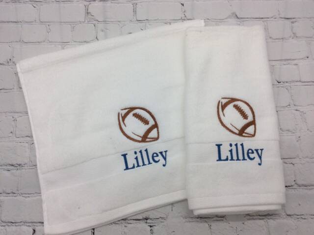 Football Personalized Hand Towel Sports Bathroom Decor Monogrammed Team - image 1