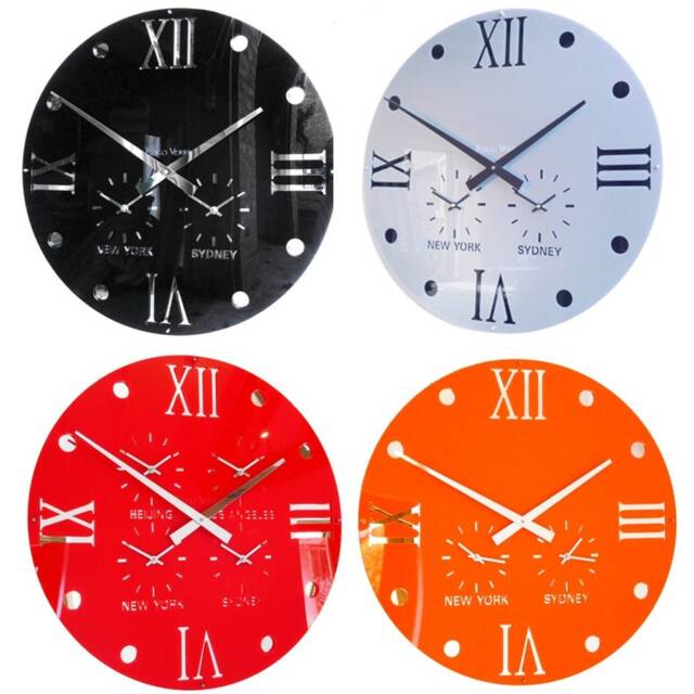 Decoish Round Retro Roman Timezone Wall Clock - image 1