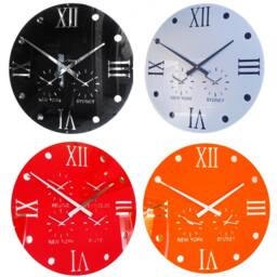Decoish Round Retro Roman Timezone Wall Clock - thumbnail 1