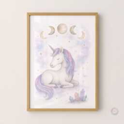 Girls Unicorn Posters - Set Of 3 - Girl Bedroom Prints Rainbow Unicorns Wall Art - thumbnail 3