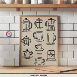 Coffee Wall Prints - Set Of 3 - Black Kitchen Art Retro Decor Gallery Lover Gift Trendy Artwork Poster - thumbnail 3