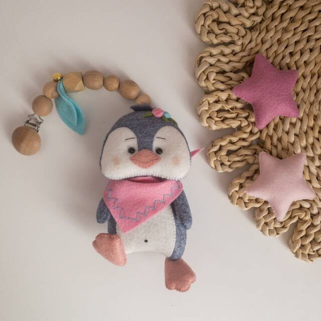 Baby Stroller Toy, Stroller Accessories, Penguin Pram Car Seat Toy Hanging, Rattle, Hanging Lanyard - image 1