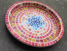Mosaic Birdbath, Approx 28cm Diameter, Waterproof Materials, Ready For The Birds in Your Garden -