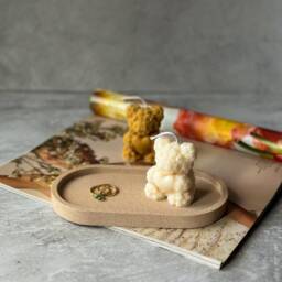 Teddy Bear Holding Heart Soy Wax Candle Handmade Home Decor - thumbnail 3