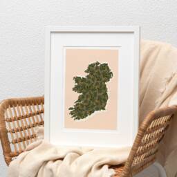 Irish Poster - Map Of Ireland Print Travel Green Flower Modern Wall Decor Dublin Poster Coordinates -Travel Gift - thumbnail 1