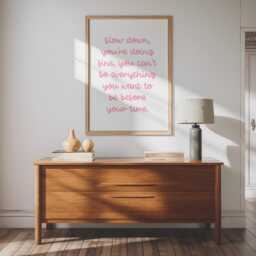Slow Down You're Doing Fine Girly Print - Girls Motivational Quote Print, Pink Home Decor, Wall Art Poster, Inspirational Self Worth Quotes - thumbnail 3