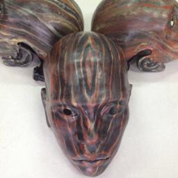 Hand Painted Fiberglass Masquerade Mask Exotic Hunter, Carnival Accessory - thumbnail 4