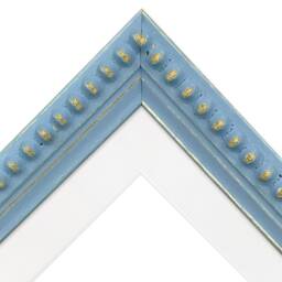 Crown Blue Photo Frame With White Mount, Wooden Bobbin Distressed - thumbnail 2
