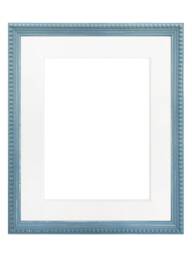 Crown Blue Photo Frame With White Mount, Wooden Bobbin Distressed