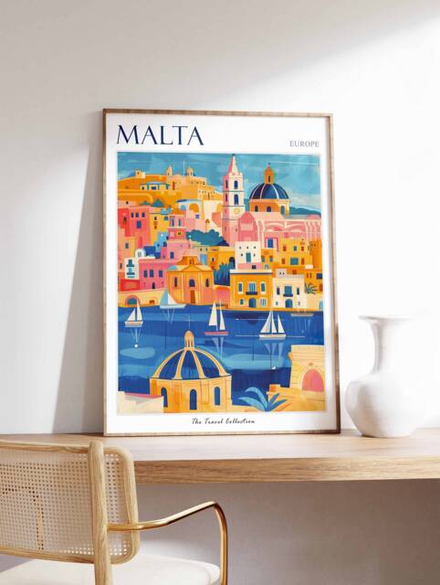 Malta Travel Poster Mediterranean Sea, Europe Decor - image 1