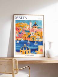 Malta Travel Poster Mediterranean Sea, Europe Decor - thumbnail 1