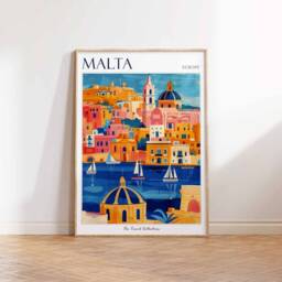 Malta Travel Poster Mediterranean Sea, Europe Decor - thumbnail 3