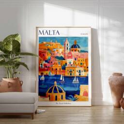 Malta Travel Poster Mediterranean Sea, Europe Decor - thumbnail 2