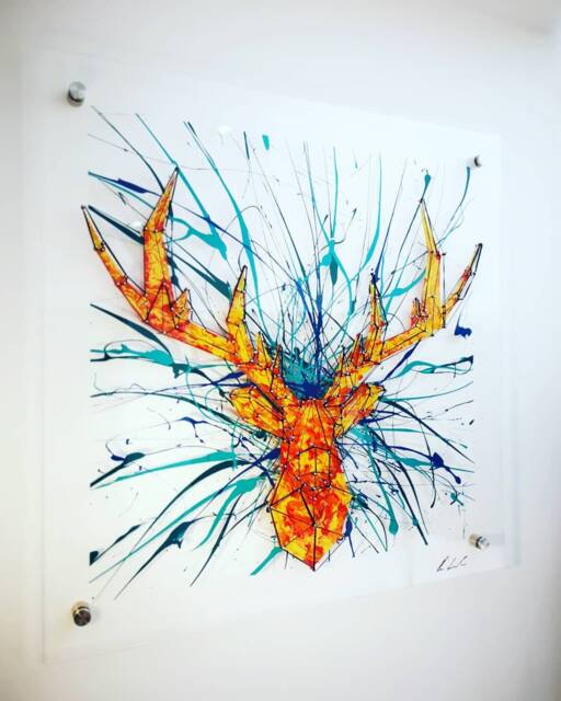 stag Head Acrylic Wall Art Modern Geometric Sculpture By Ben Ashford - image 1