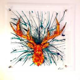 stag Head Acrylic Wall Art Modern Geometric Sculpture By Ben Ashford - thumbnail 3
