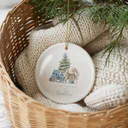 Baby Boy's First Christmas Bauble Personalised Ceramic Ornament - thumbnail 3
