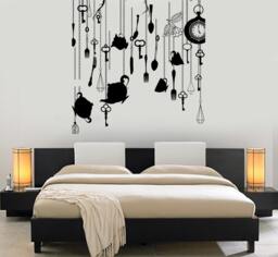 Wall Art Mural Romantic Bedroom Clocks & Keys Fantasy Amazing Decor 1493Dz - thumbnail 1