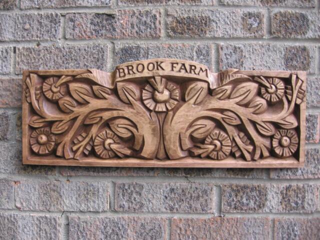 Personalized Wood Carving Sign, Handmade Address Wall Decor - image 1