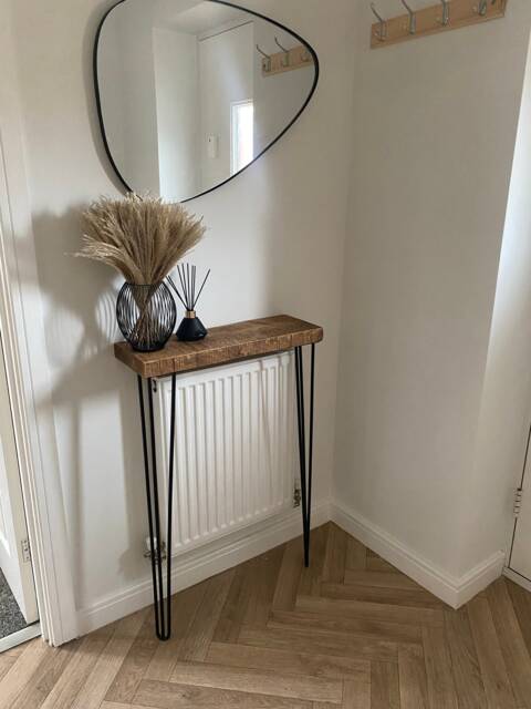Hand-Made Rustic Console Table With Black Three Pin Hairpin Legs. - Hallway/Radiator Cover Hallway Table - image 1