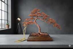 Wire Bonsai Tree - Copper Seven Wedding Anniversary Engraved Dedication Indoor Tree- Miniature
