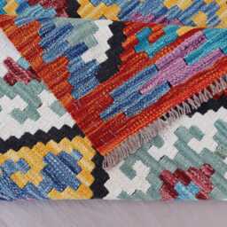 2'8x9'8 Ft Afghan Kilim Runner Rug, Geometric Natural Veg Dyes Wool Flatweave Boho Rug, Handwoven Tribal Kitchen, Hallway - thumbnail 4