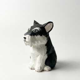 Handamde Wooden Dog Figurine, Minimalist Style Ornament, Home Decor Gift For Pet Lovers - thumbnail 2