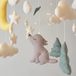 Wolf Baby Mobile, Felt Woodland Nursery Decor - thumbnail 2