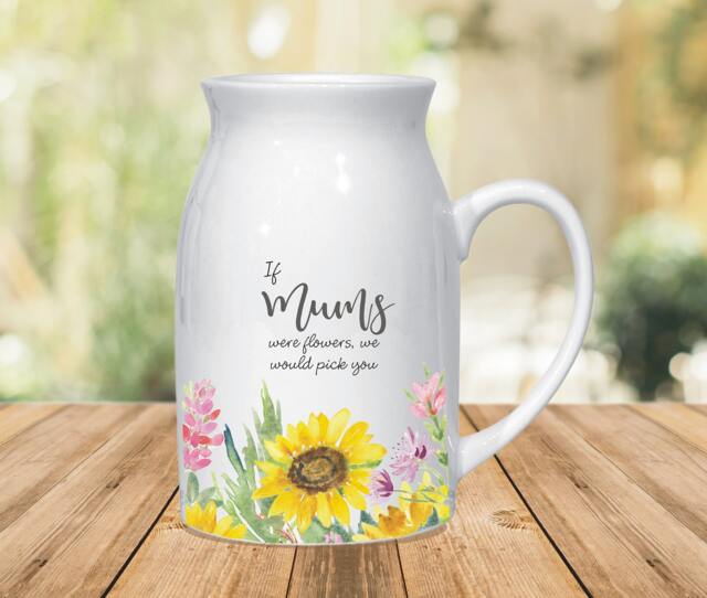 Personalised Sunflowers If Mum's Were Flowers We'd Pick You Ceramic Jug Vase, Mother's Day Gift For Mummy, Mum, Mother From Children - image 1