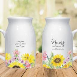 Personalised Sunflowers If Mum's Were Flowers We'd Pick You Ceramic Jug Vase, Mother's Day Gift For Mummy, Mum, Mother From Children - thumbnail 2