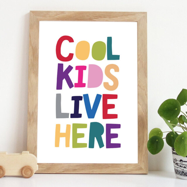 Cool Kids Live Here Prints, Rainbow Wall Art, Playroom Boys Nursery Girls Quotes - image 1