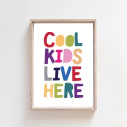 Cool Kids Live Here Prints, Rainbow Wall Art, Playroom Boys Nursery Girls Quotes - thumbnail 3