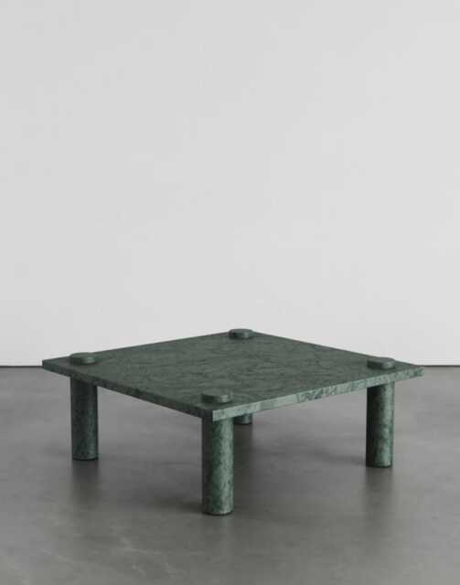 Square Green Marble Coffee Table, Boho Chic Living Room Decor - image 1
