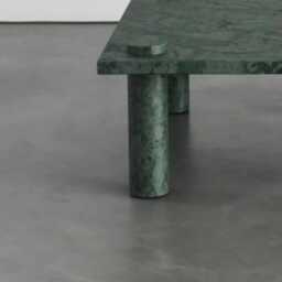 Square Green Marble Coffee Table, Boho Chic Living Room Decor - thumbnail 4
