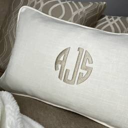 "Monogram Custom Cushion, Personalised Name Initials Embroidered Bolster Cushion 12"" X 20" - thumbnail 3