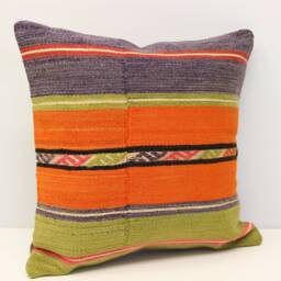 Handmade Kilim Pillow Cover 16x16 Boho Oriental Cushion - thumbnail 1