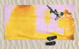 Mountain Bike Beach Towel Purple Bicycle Art, Mtb Gift