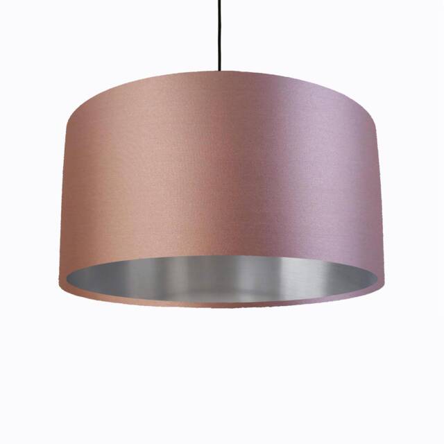 Light Pink Lampshade in Satin With Silver Lining, Large Plain Ceiling Lightshade - image 1