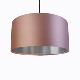 Light Pink Lampshade in Satin With Silver Lining, Large Plain Ceiling Lightshade - thumbnail 1