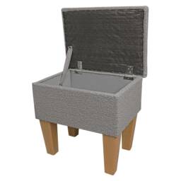 Handmade Mink Teddy Dressing Table Storage Stool - Borg Fleece Style Fabric British Bespoke Made - thumbnail 2