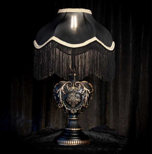 Inamorata Baroque Heart Table Lamp - Gothic Lighting Home Decor Handmade By The Blackened Teeth - image 1