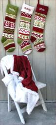 Personalized Knitted Christmas Stockings Red Green White - thumbnail 4